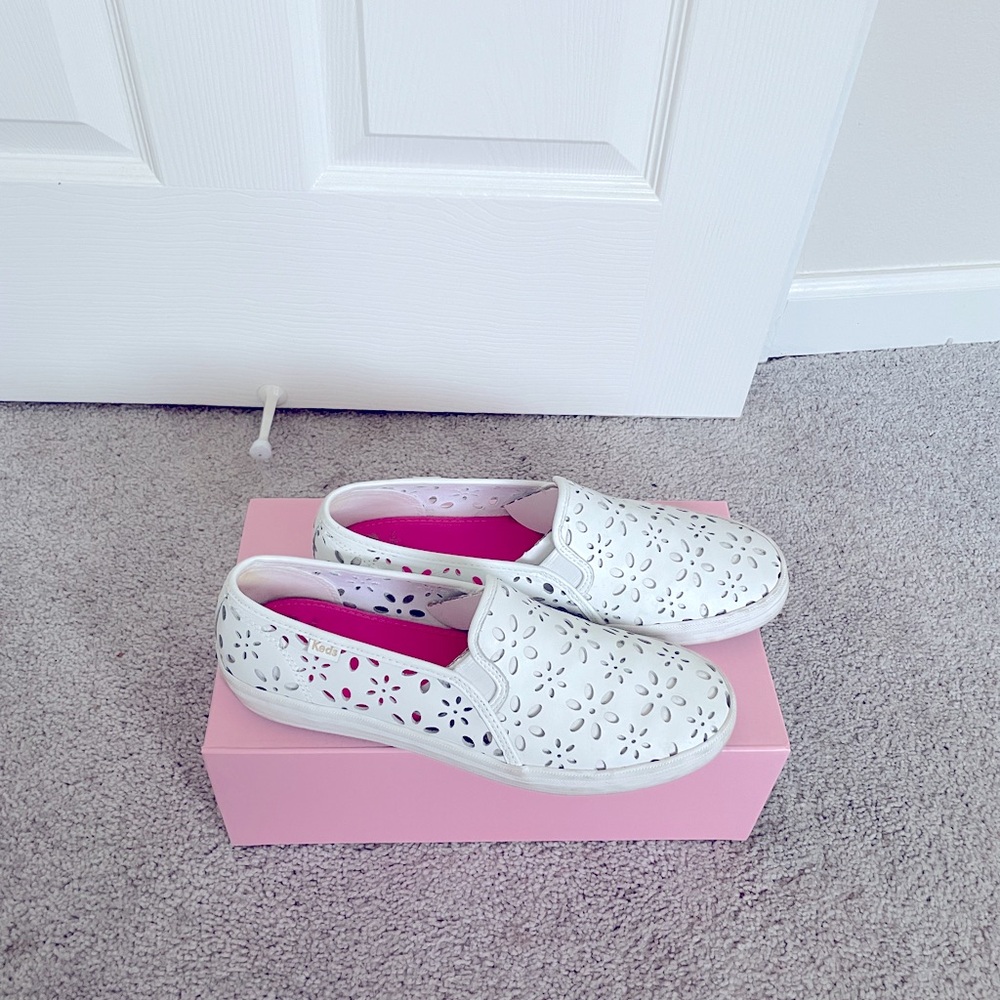 Kate Spade Perforated Lea White Keds Size 9.5